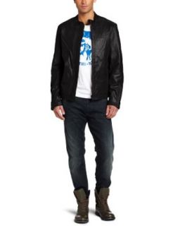 Diesel Men's Lagnum Leather Jacket at  Mens Clothing store Leather Outerwear Jackets