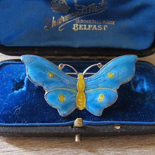 vintage art deco silver butterfly brooch by ava mae designs