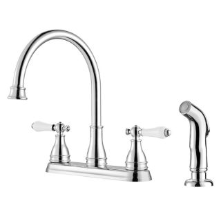 Pfister Sonterra Polished Chrome 2 Handle High Arc Kitchen Faucet Side with Side Spray