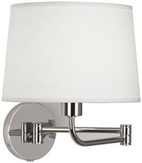 Robert Abbey S464 Koleman   One Light Wall Sconce, Polished Nickel Finish with Oyster Linen Shade   Wall Sconces  