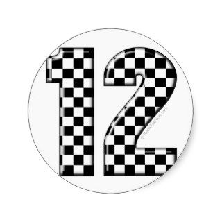 race number 12 round stickers