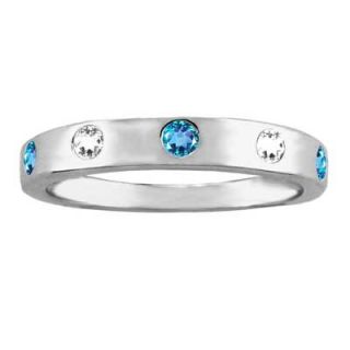 Stackable Smooth Set Five Simulated Birthstone Band in 10K White or