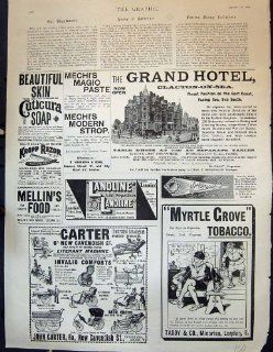 Antique Print 1897 Grand Hotel Clacton On Sea Myrtle Tobacco Carter Chairs  