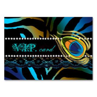 Peacock VIP Card Lace Zebra Blue Gold Business Card