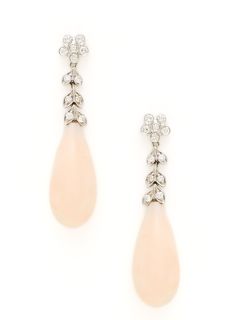 Diamond Floral & Angel Skin Coral Drop Earrings by Piranesi
