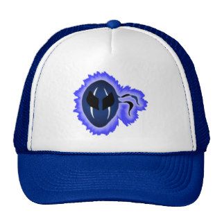 Striped Blue Ninja Mask with Blue Fire Nimbus Trucker Hats
