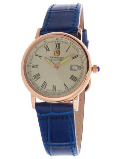 Womens Rose Gold & Blue Leather Watch by Steinhausen
