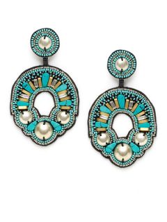 Black & Turquoise Drop Earrings by Ranjana Khan