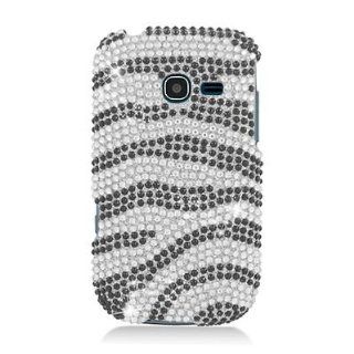 For Samsung Freeform 5 R480C FULL DIAMOND Case Black and Silver Zebra 