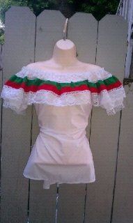 Womens Tri Color Mexican Blouse Size Small 