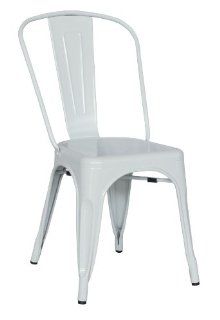 Chintaly Imports Galvanized Steel Side Chair with 5 Stylish Colors, Set of 4, White   Dining Chairs
