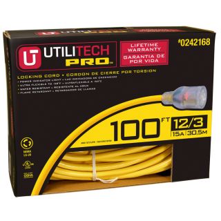 Utilitech 100 ft 15 Amp 12 Gauge Yellow Outdoor Extension Cord