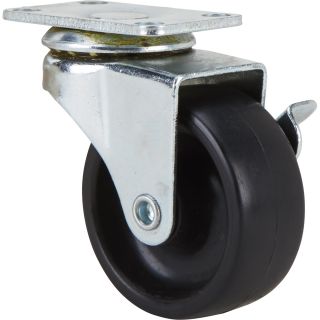 Fairbanks Polyolefin Swivel Caster with Brake — 2in. x 13/16in.  Up to 299 Lbs.