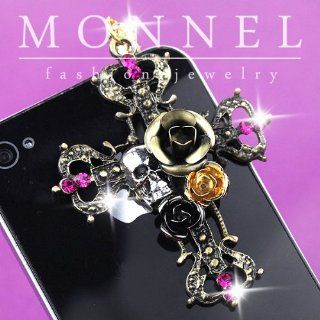 Ip482 Crystal Cross Skull & Rose Charm Anti Dust 3.5mm Plug Cover For Smart Phone iPhone & Android Cell Phones & Accessories