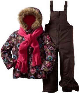 Rothschild Girls 2 6X Printed Bubble Snowsuit, Cocoa, Small Clothing
