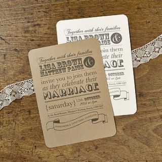 rustic typography wedding invitations by katie leamon