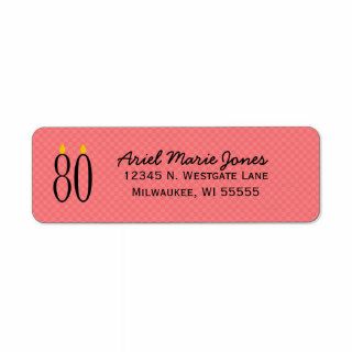 80th Birthday Candle Red Return Address Labels