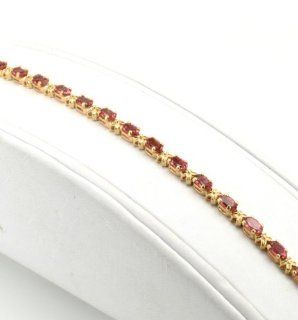 14K Yellow Gold Pink Tourmaline 7.25" Bracelet Jewelry