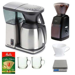 Bonavita BV1800TH 8 Cup Coffee Maker Pour Over Coffee Professional Bundle + Baratza 485 Encore Coffee Grinder + American Weigh SC 2KG Digital Pocket Scale + Porcelain Coffee Filter Cone Size 4 + Melitta Natural Brown Basket Coffee Filter #4   100 Count + S