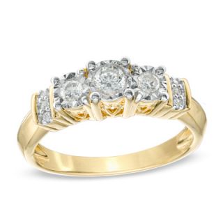 CT. T.W. Diamond Three Stone Collar Engagement Ring in 10K Gold