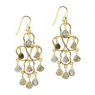 kesia earrings gold and labradorite by flora bee