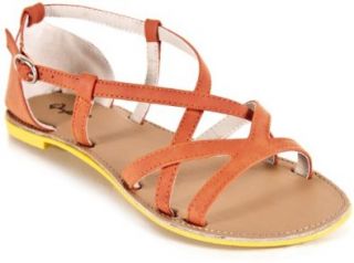 Qupid Athena 488 Strappy Colorblock Flat Sandal Shoes
