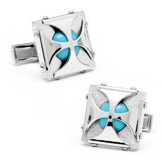 Turquoise Caged Stones Cufflinks  Sports Fan Cuff Links  Sports & Outdoors