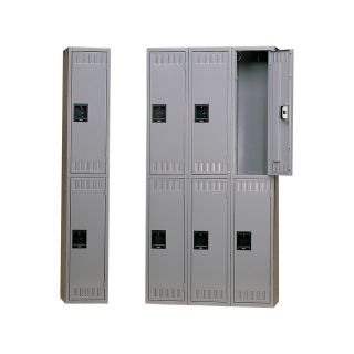Tennsco Double Tier Locker — 36in.W x 18in.D x 78in.H, 3 Wide, Medium Gray, Model# DTS-121836-3MG  Lockers
