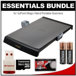Essentials Bundle for VuPoint Magic Wand Portable Scanner with VuPoint Table Top Scanning Stand + 8GB microSDHC Card + Batteries + Cloth VUPOINT Electronics
