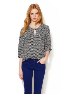 Winter Diamond Zigzag Piped Blouse by French Connection