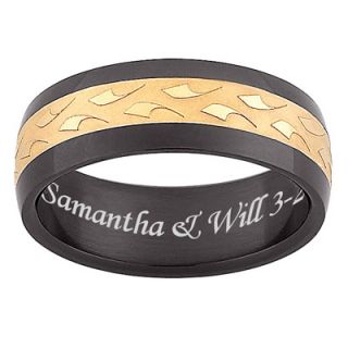 Mens 8.0mm Two Tone Stainless Steel Engraved Message Band (25