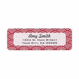 Red and White Asian Pattern Return Address Labels