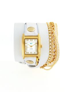 Womens White & Pearl Multi Wrap Watch by La Mer Collections