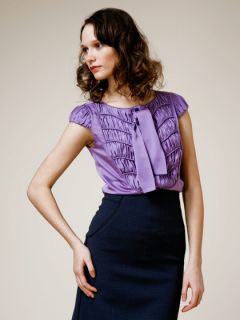 SILK RUCHED VEST BLOUSE by Zac Posen