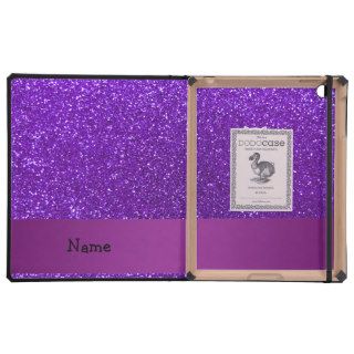 Personalized name owl ghost purple glitter iPad folio case