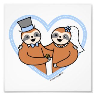 Cute Sloth Wedding Couple Photo Print
