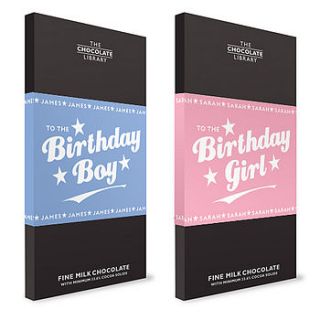 birthday girl & boy chocolate bars by quirky gift library