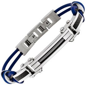 Invicta 5953  Jewelry,Elements Stainless Steel & Blue Rubber ID Bracelet, Fashion Jewelry Invicta Bracelets Jewelry