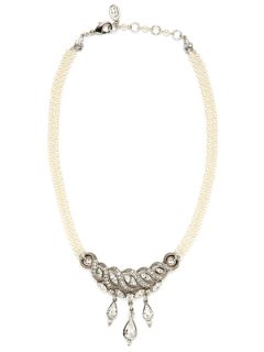 Glass Pearl & Crystal Bib Necklace by Ben Amun