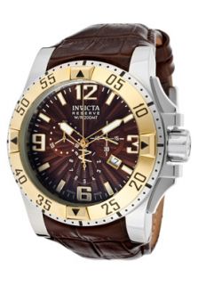 Invicta 10906  Watches,Mens Excursion/Reserve Chronograph Brown Textured Dial Brown Genuine Leather, Chronograph Invicta Quartz Watches