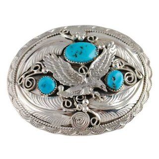 Allen Chee Sterling Silver Turquoise Eagle Belt Buckle Jewelry
