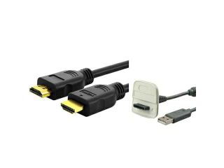 eForCity 25'Ft HDMI Cable M/M Gold 1080P + USB Charging Cable compatible with Xbox 360