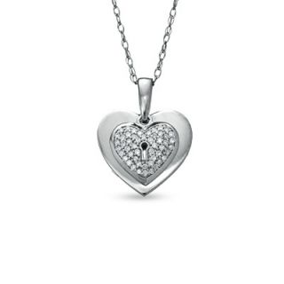 CT. T.W. Diamond Heart Lock Pendant in 10K White Gold   Zales