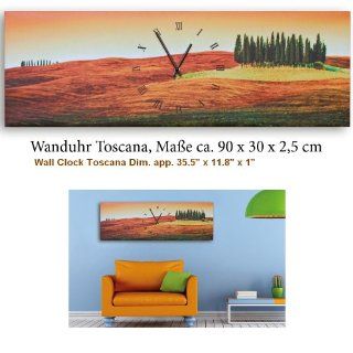 Extra Long Color Wall Clocks With Pictures   Travel Photography " Hills of Toscana   Italien Liftstyle " Wall Clock 35.5" Inch   Silent Clocks Wall