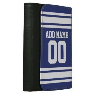 Blue and White Stripes with Name and Number Wallets