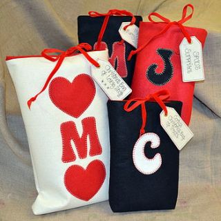 personalised christmas initial bags by sew very english