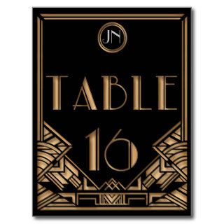 Black Gold Art Deco Gatsby Style Table Number 16 Postcard