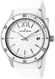 JACQUES LEMANS 1622B  Watches,Rome White Guilloche Dial White Silicon, Casual JACQUES LEMANS Quartz Watches