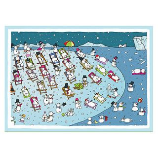 snowbathing christmas card by cat rabbit graphics