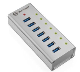 UtechSmart USB 3.0 SuperSpeed 7 Port Hub with 3A power Adapter in Brushed Aluminum Computers & Accessories